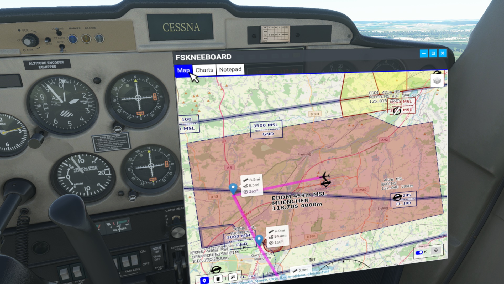 Maps VFR, Waypoints and More FSKneeboard